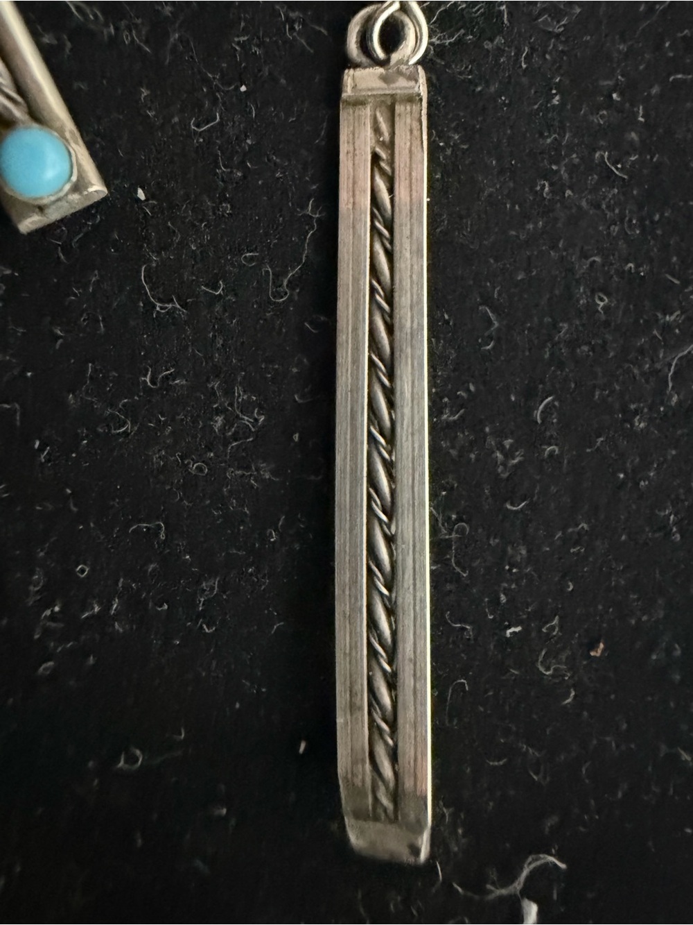 925 Sterling silver Bar Earrings with Turquoise Accent - Picture 3 of 6